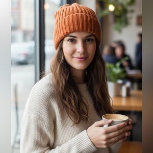 Hat Attack Revolve Color Story Knit Beanie Acrylic‎ Cozy Comfy Warm Orange NWT